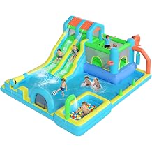 Inflatable Bounce House for Kids, Inflatable Water Slide with Blower | Double slide, Climbing Wall, Water Gun, Jumping, Splash Pool, Basketball Hoop for Indoor Outdoor Backyard