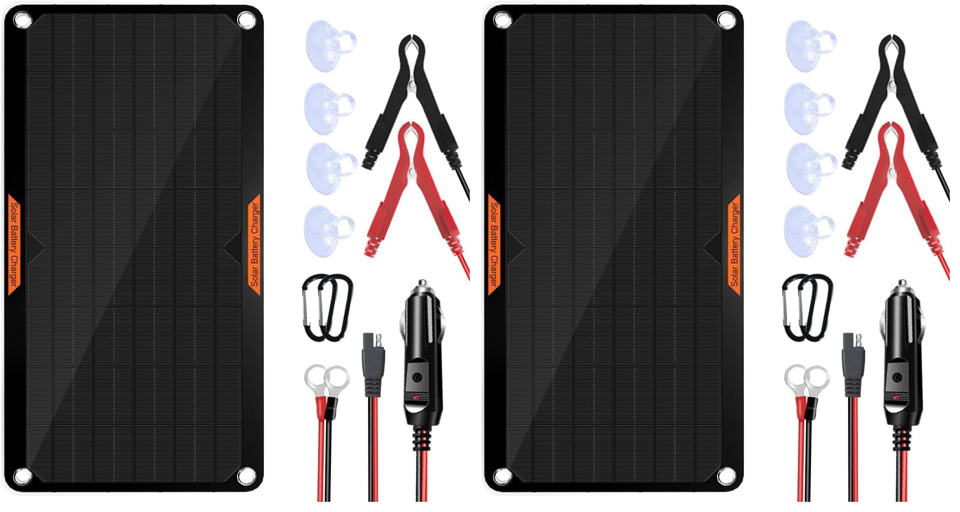 OYMSAE 10W 12V Solar Panel Car Battery Charger Portable Waterproof Power Trickle Battery Charger &amp; Maintainer for Car Boat Automotive RV with Cigarette Lighter Plug &amp; Alligator Clip (Pack of 2)