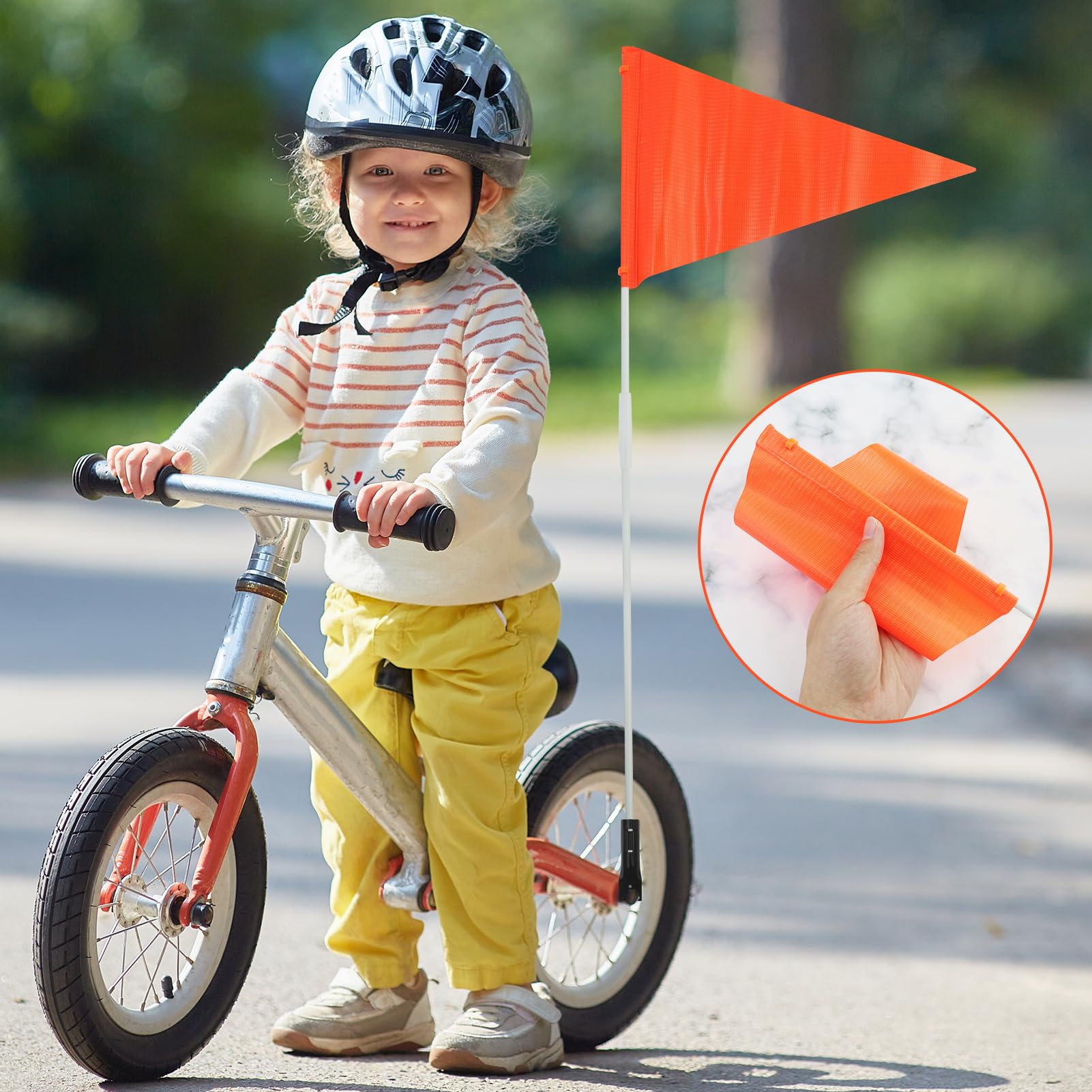 Bandiera per bicicletta triangolare regolabile con 12 fogli per valigie tende roulotte