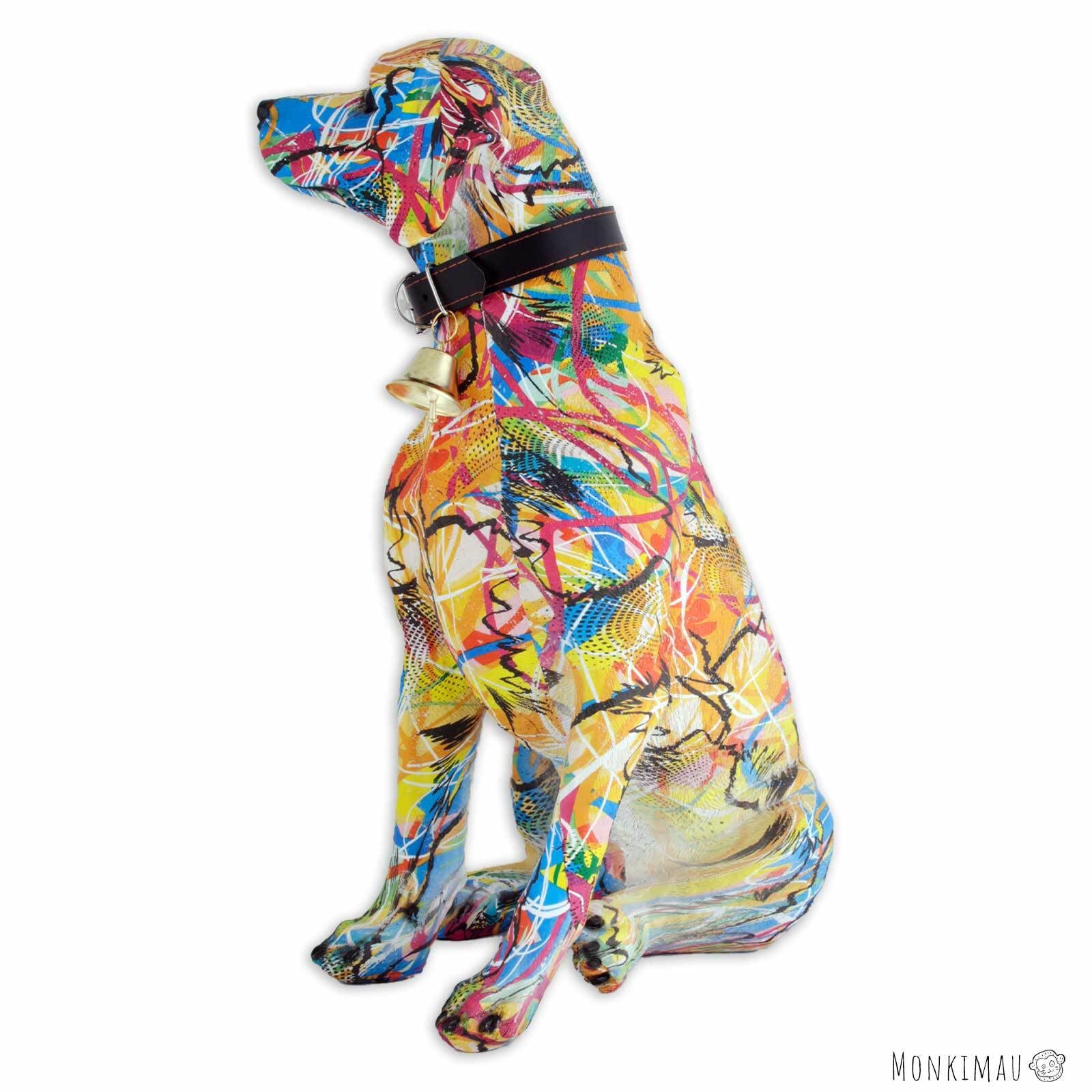 Monkimau Labrador Retriever figurka z wzorem kreski – statuetka dekoracyjna i rzeźba dla stylowej atmosfery – idealne akcesoria do mieszkania dla miłośników zwierząt i entuzjastów dekoracji