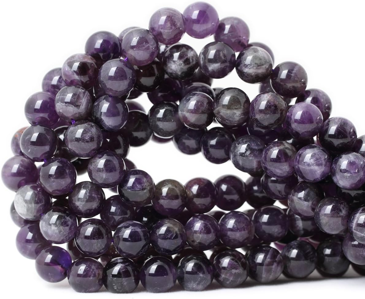 35PCS 10mm Natural Amethyst Gemstone Round Loose Beads Crystal Energy Stone Healing Power for Jewelry Making 1 Strand 15"