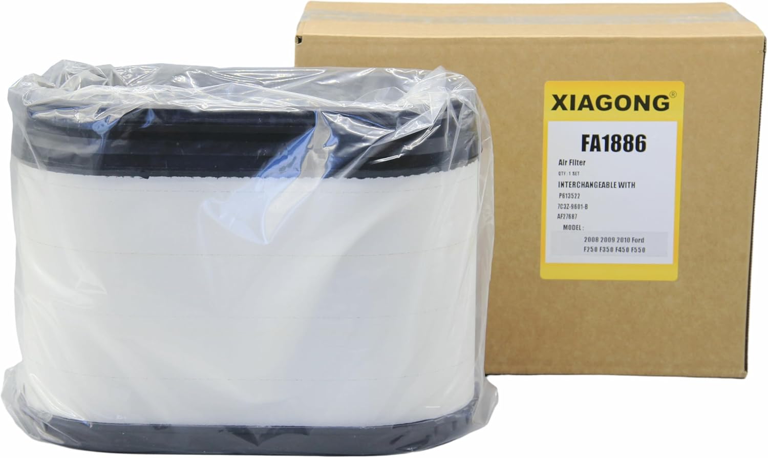 FA1886 Air (White) Filter Replaces P613522 7C3Z-9601-B AF27687 CA10270，Fits for FORD 6.4L V8 F250 Super Duty, F350 Super Duty, F450 Super Duty, F550 Super Duty (2008 2009 2010)