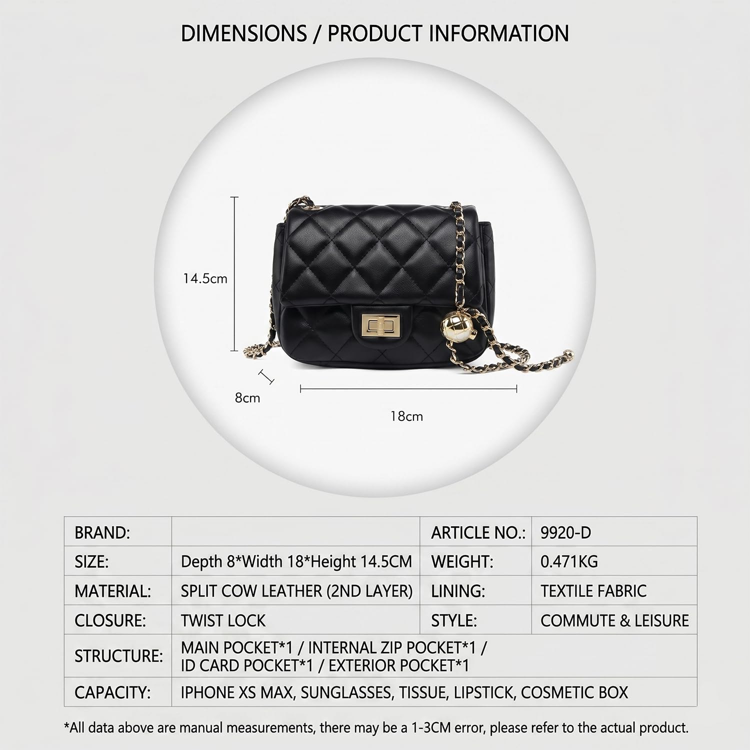 Bolso Bandolera Mujer de Cuero Genuino, Elegante Bolso de Hombro con Solapa y Cadena de Bola de Oro Ajustable, Bolso Cuadrado Clásico Blanco