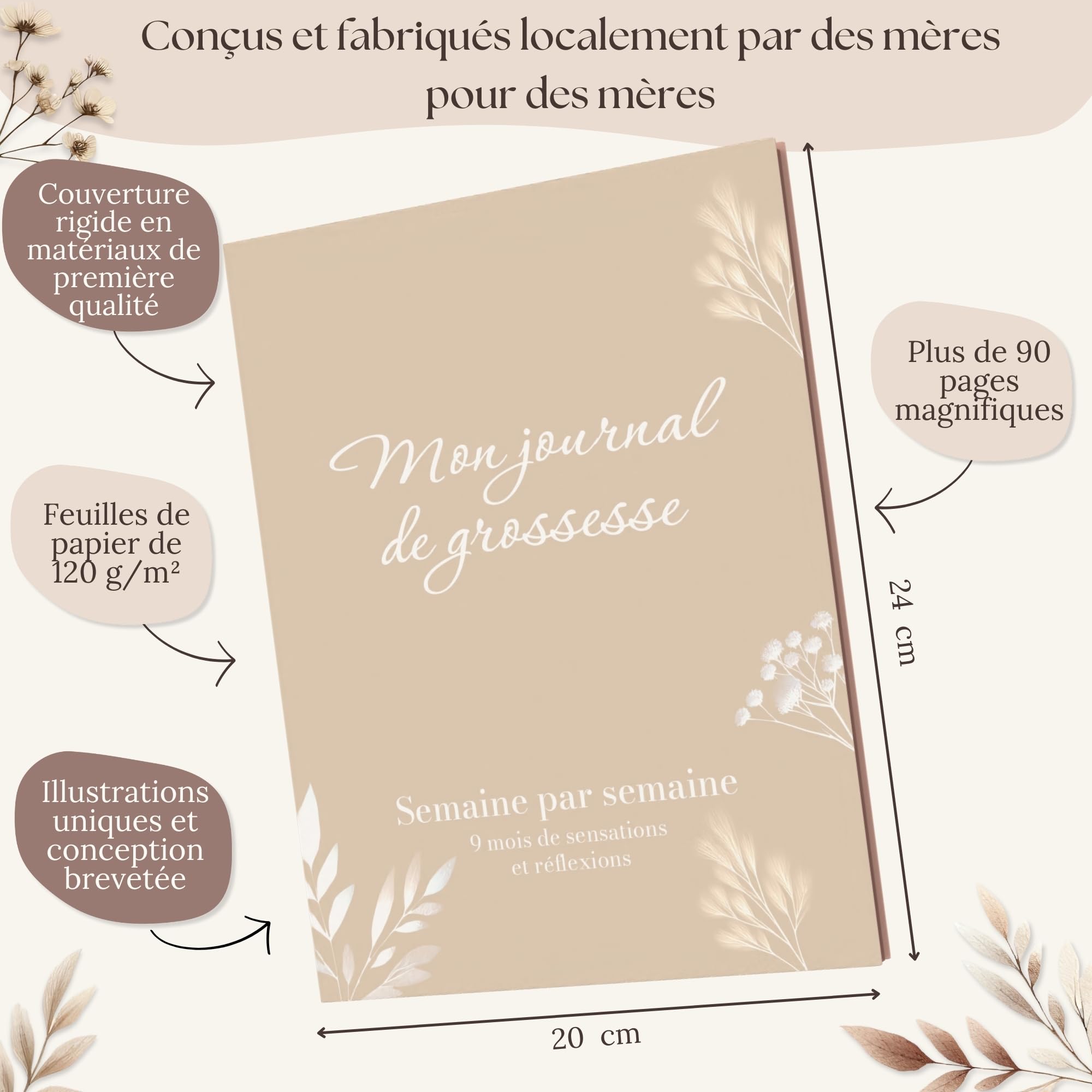 HuBorns - Journal de Grossesse pour Capturer Chaque Moment Hebdomadairement, Livre Grossesse Future Maman, Espace pour Photos et Ultrason et pour Préparer l'Accouchement