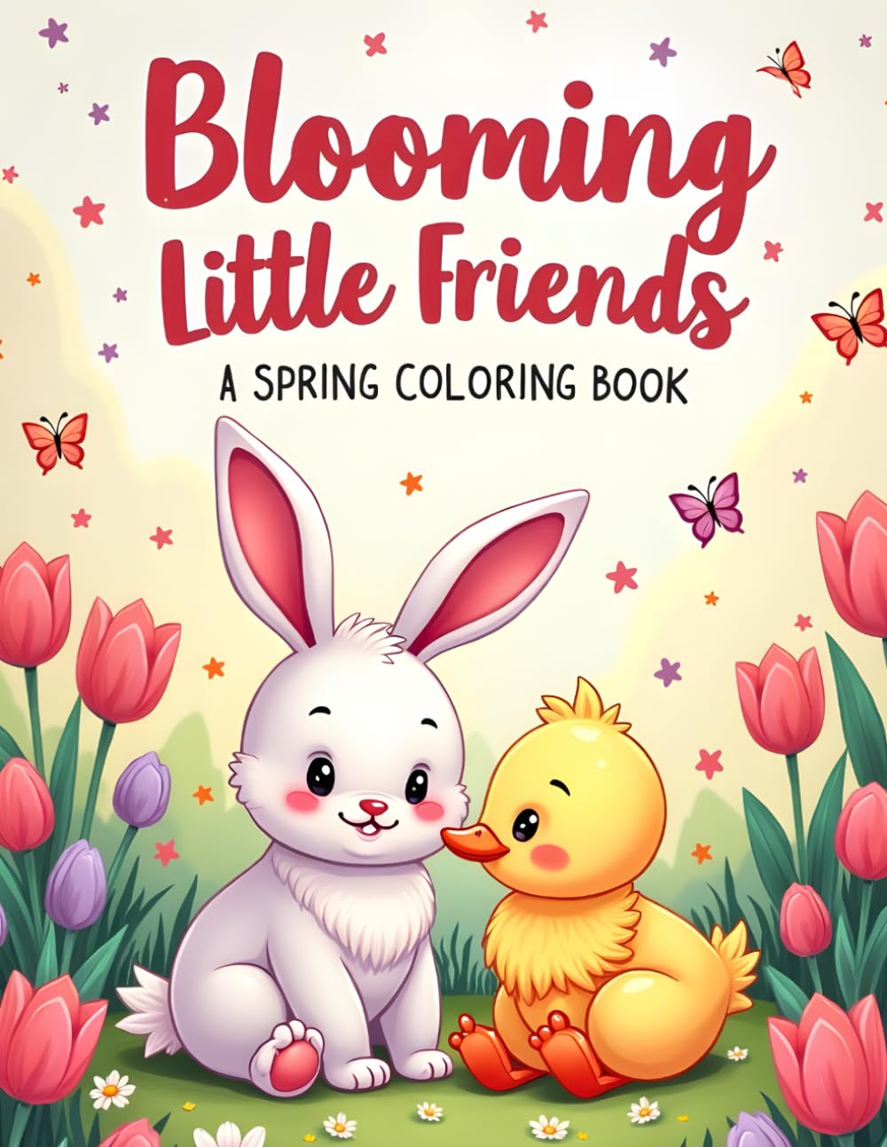 Blooming Little Friends: A Springtime Coloring Book with Adorable Animals, Flowers & Cozy Garden: 60 Pages of Cute Illustrations to Color and Enjoy