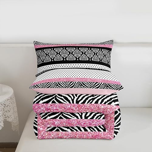 Miniatura 140 de Castle Fairy Juego de ropa de cama con estampado de cebra, tamaño matrimonial, juego de edredón de animales de África y vida silvestre, juego