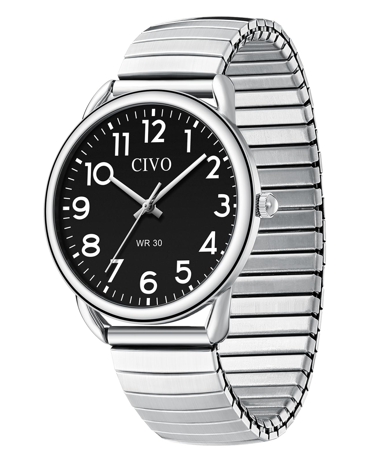 CIVO Gut Ablesbar Herren Uhren: Einfach Groß Ziffernblatt Armbanduhr - Wasserdicht Klassische Analog Quarzuhr Geschenke für Senioren mit Sehschwäche