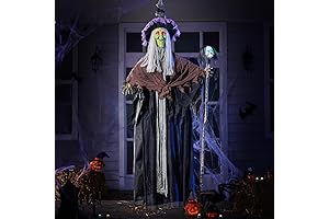 JOYIN Talking Reaper Skeleton, 59 Inches Sound Activated Halloween Decorations Outdoor Light...