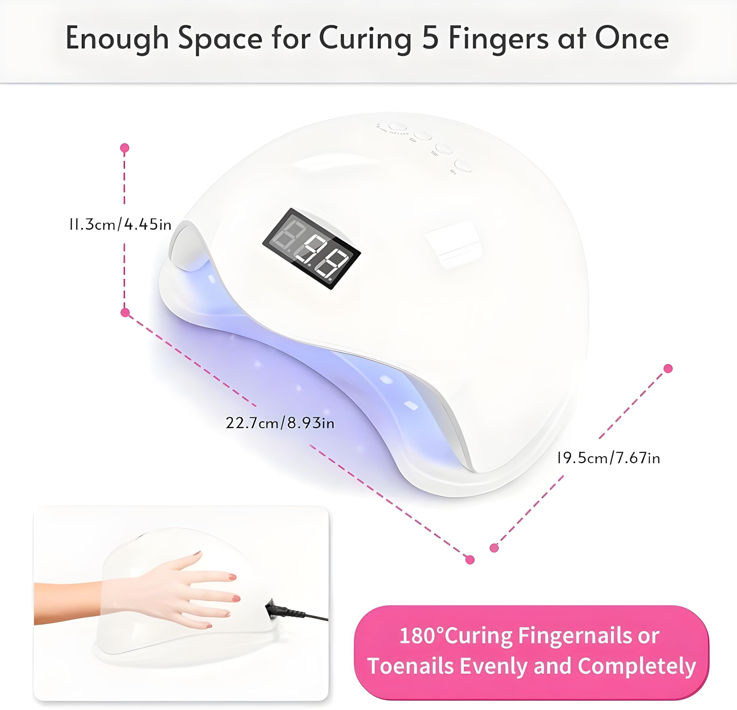 Trendy Look Professional UV Lamp for Nail Paint | Nail Paint Dryer Machine for Quick Drying | UV Nail Polish Dryer | 48 WTrendy Look 48W LED UV Nail Lamp – Fast Drying Gel Nail Light for Manicure & Pedicure with Auto Sensor & 3 Timer Settings (48 W LED UV LAMP) - Image 5 thumbnail