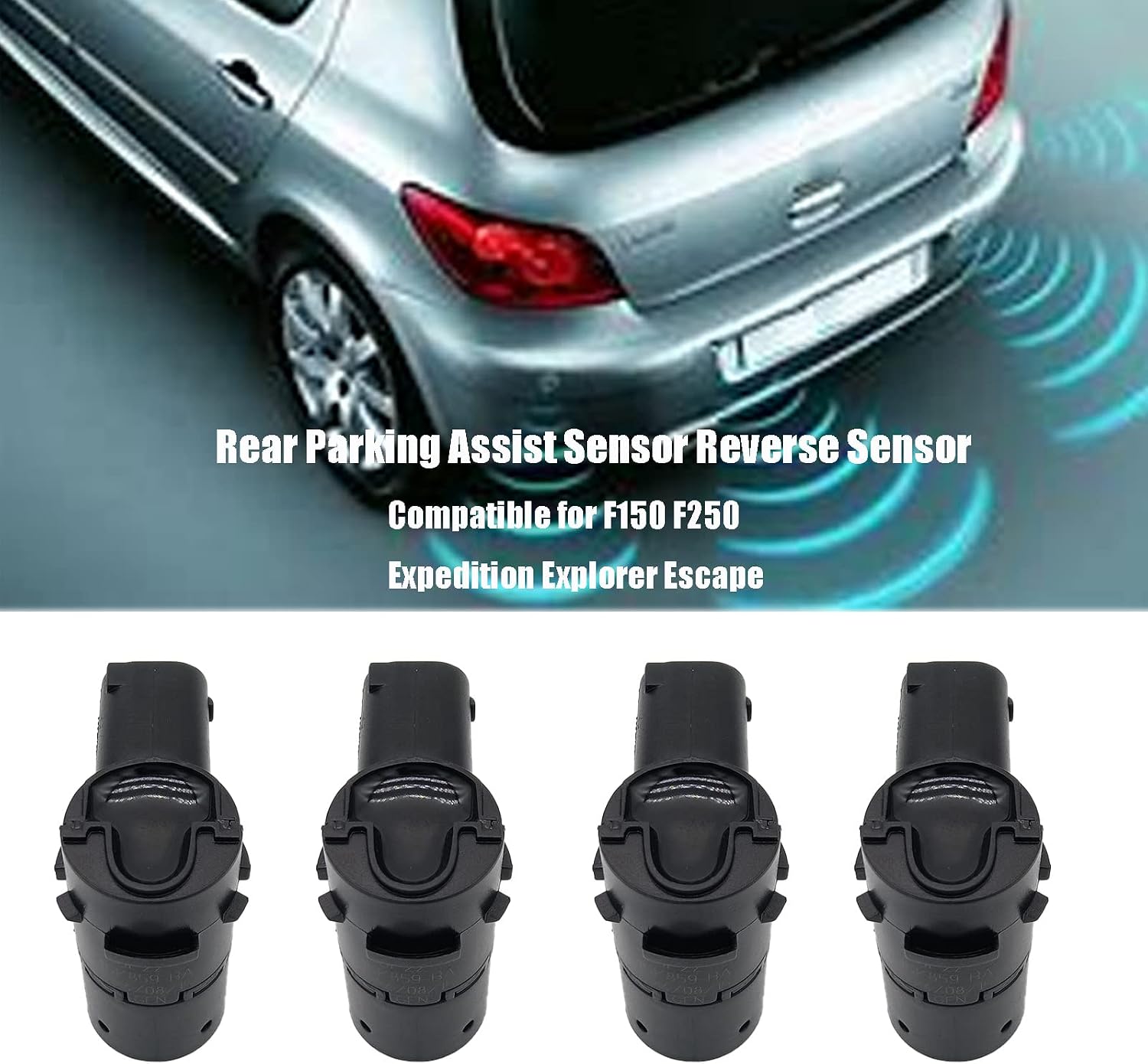 Pack of 4 Backup Sensor Compatible for F150 F250 Expedition Explorer Escape Replaces 3F2Z15K859BA 4F2315K859AA T36006 Rear Parking Assist Sensor Reverse Sensor