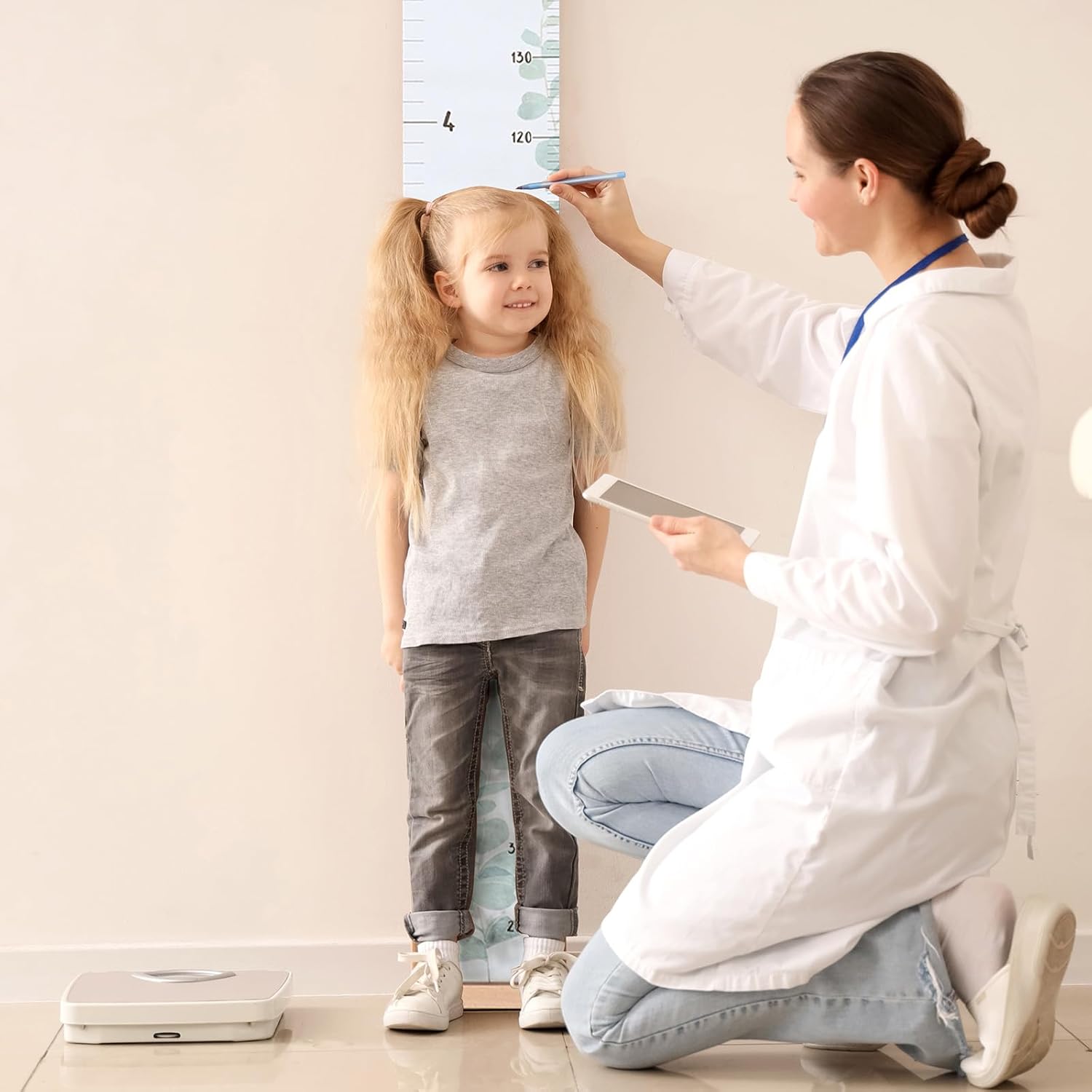 DoubleFill Height Growth Chart Wall for Kids with Wooden Keepsake Box & Hook 7 ft Children Height Measurement Canvas Measure Ruler Baby Growth Tracker Board Removable Nursery Wall Decor(Bird)