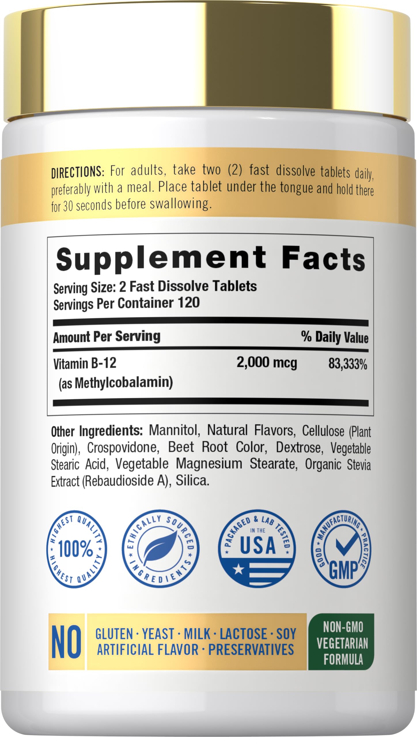 Carlyle B12 Vitamin 2000 mcg | 240 Fast Dissolve Tablets — Amazon image 2