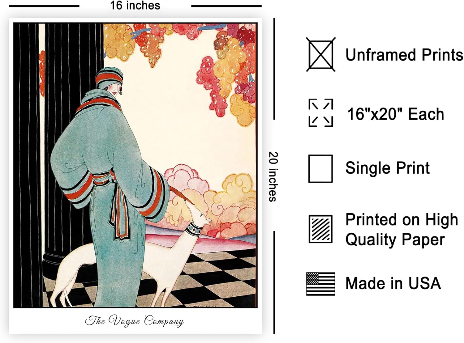 Poster Master Magazine Cover Poster - Woman and Dog Print - Fashion Art - Illustration Art - Gift for Him, Her & Fashionista - Art Deco Wall Decor for Living Room or Bedroom - 16x20 UNFRAMED Wall Art