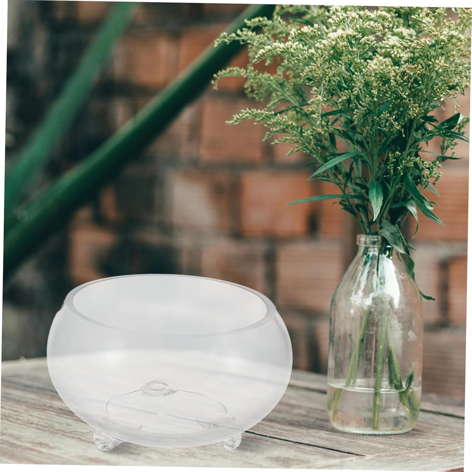 Fish Bowl Decor Round Glass Aquarium Decorative Plant Vase Perfect for Home