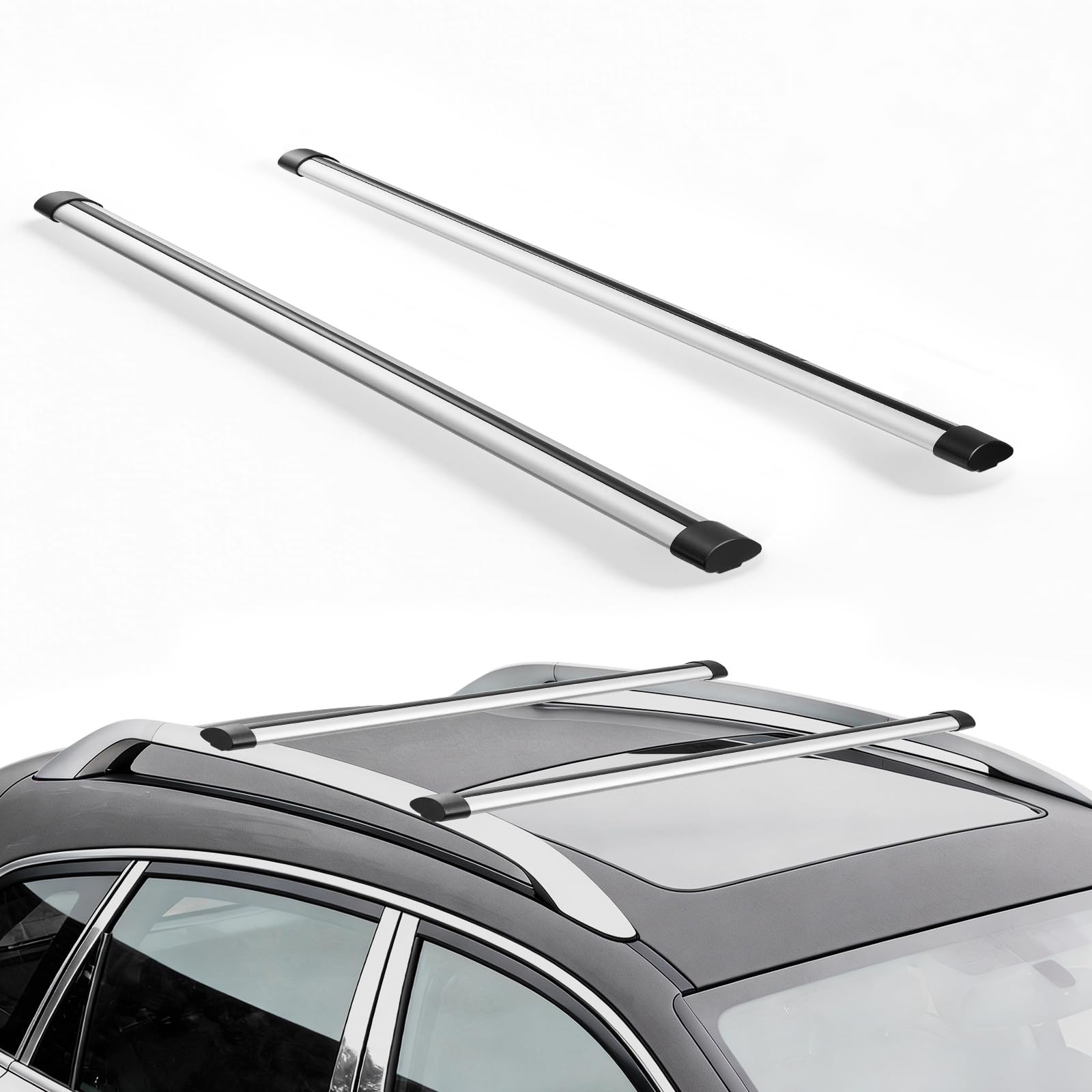 VEVOR Bagażnik dachowy do samochodu SUV, bagażnik dachowy, maksymalne obciążenie 100 kg długości 1200 mm, 2 sztuki do uniwersalnych aluminiowych bagażników, rowerów, podróży, kempingu, wędkowania