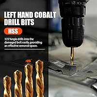 Vista 5 de Juego de 26 extractores de pernos y brocas izquierdas, extractor fácil para tornillo con juego de extractor de brocas inversas para tuercas dañadas