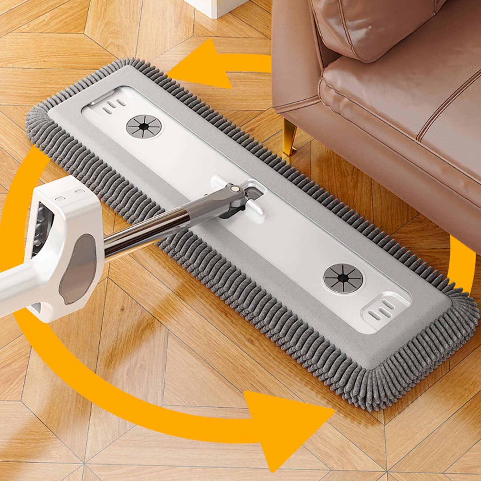 Mopa Fregona Microfibra con Paño Lavable, Fregona Reutilizable para Limpieza De Suelos, Limpiador De Suelos Absorbente con Mango Regulable para Hogar Cocina Baño Y Baldosas