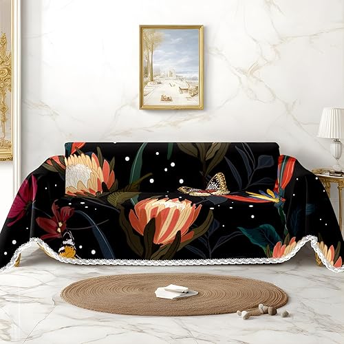 Vista 38 de Funda de sofá de acuarela de flores silvestres rosa y morada, fundas de sofá estampadas, fundas de sofá, fundas resistentes a las manchas, protector