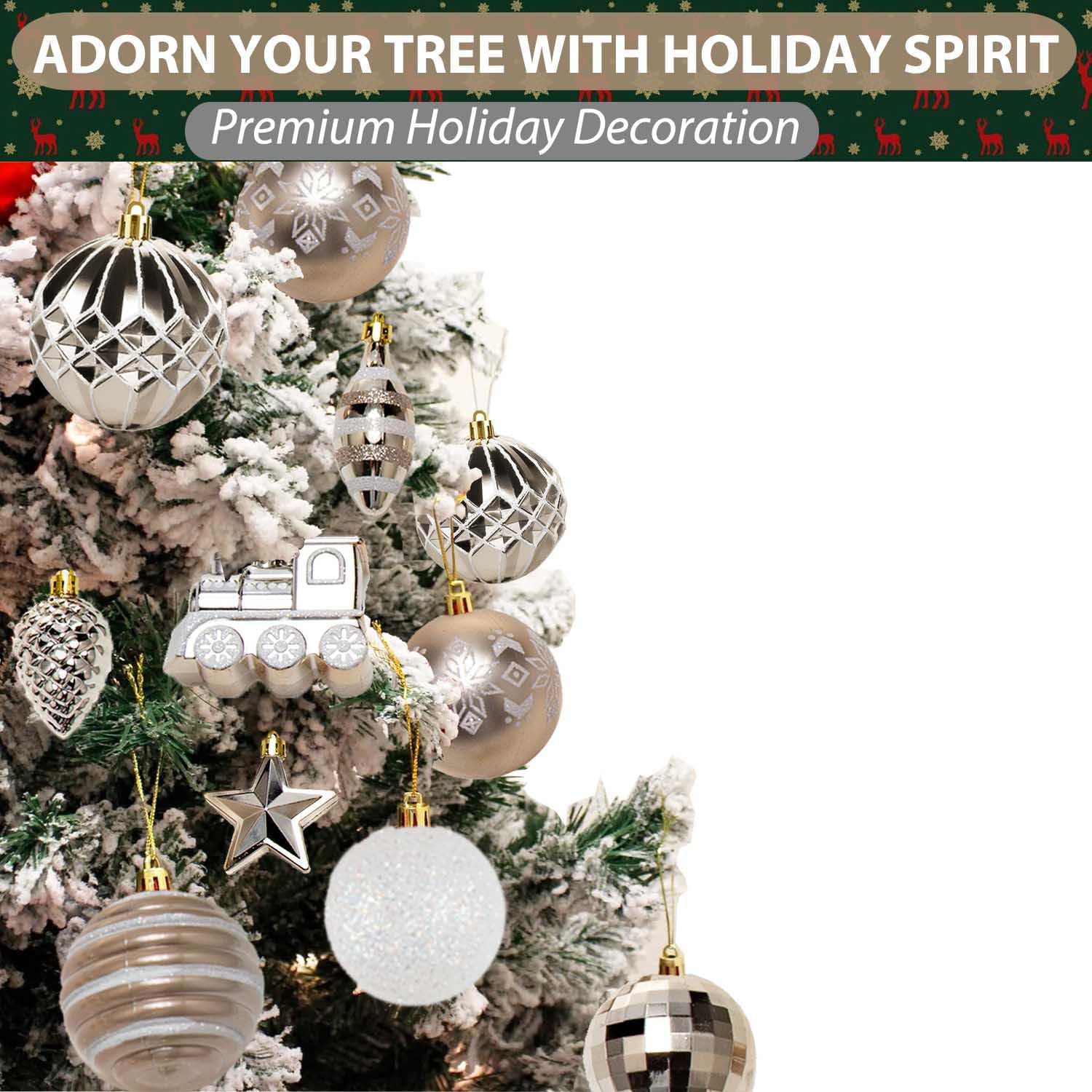 SVNVIOZ Christmas Ball Ornaments Set, 55ct 60mm Elegant Champagne Assorted Xmas Tree Ball Ornaments, Shatterproof Christmas Tree Hanging Ornaments for Xmas Decoration - Image 5