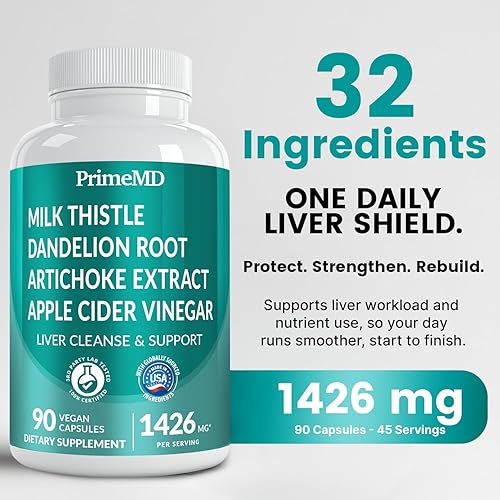 Miniatura 2 de Suplemento de apoyo hepático 32 en 1 con fórmula de salud hepática de extracto de alcachofa, extracto de cardo mariano, polvo de remolacha, raíz de