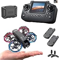 elecci K100 Mini Drone with 720P HD Camera, Screen Controller, 2 Batteries, Optical Flow & Propeller Guards - Beginner Foldable Quadcopter