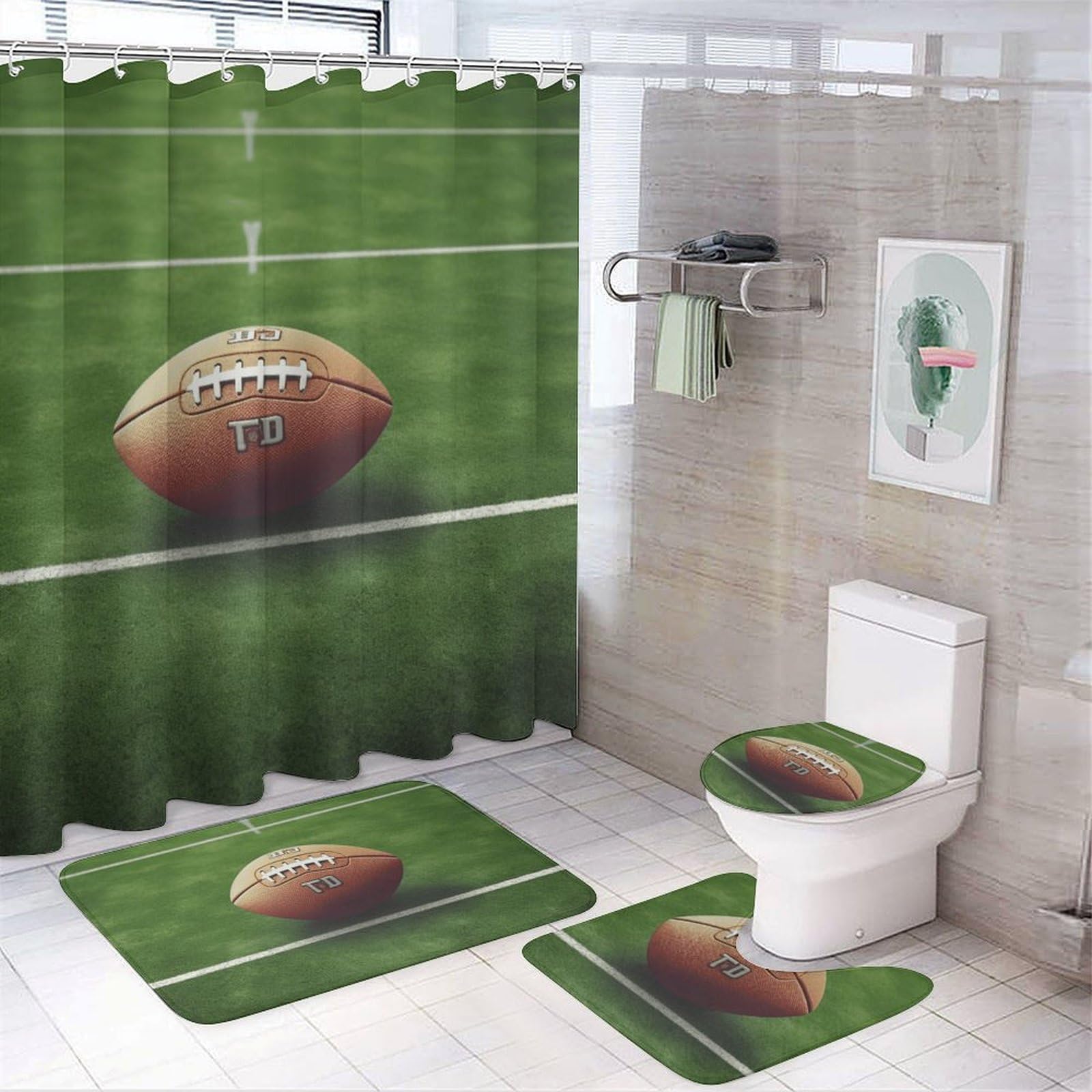 Tapis de bain football américain en polaire pour ado