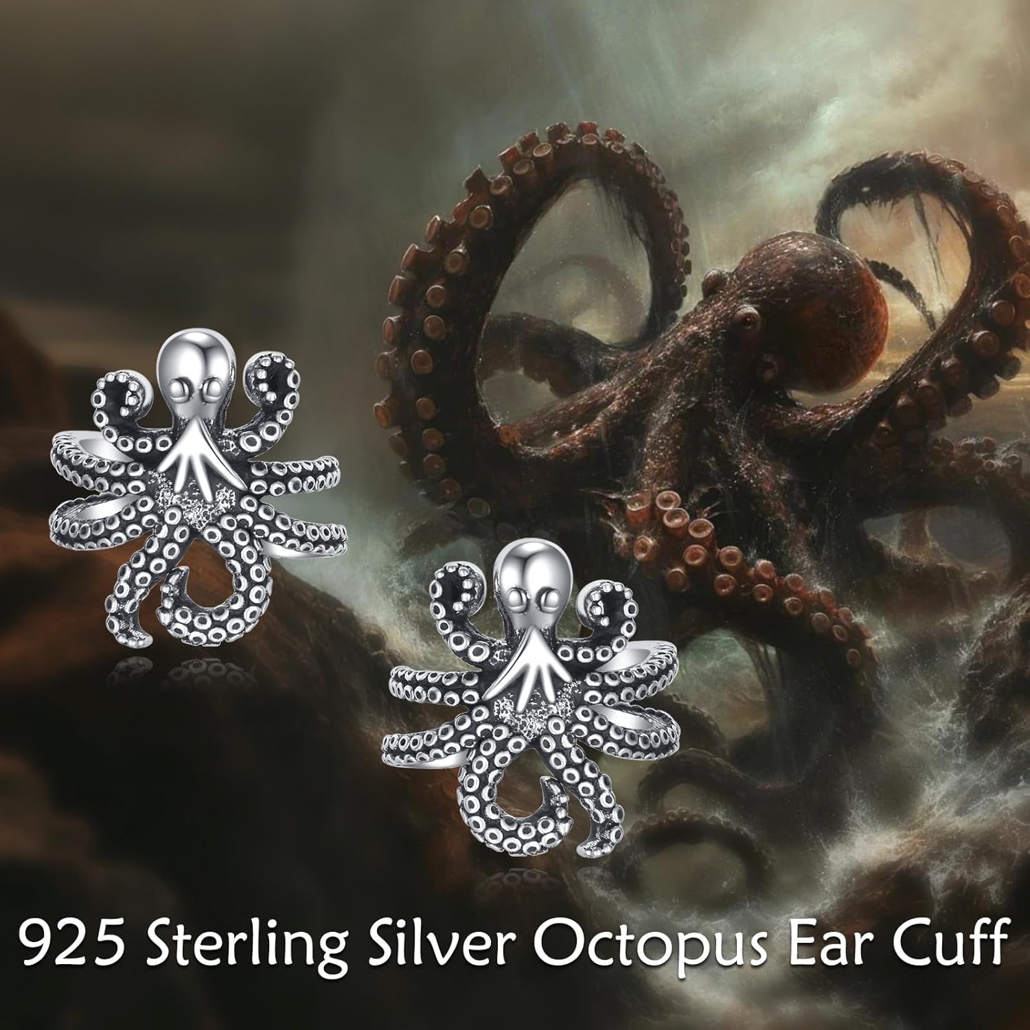 Octopus Ear Cuff Earrings Sterling Silver Octopus Tentacle Cuff Earrings Non Piercing Cartilage Jewelry Gifts for Women - Image 6