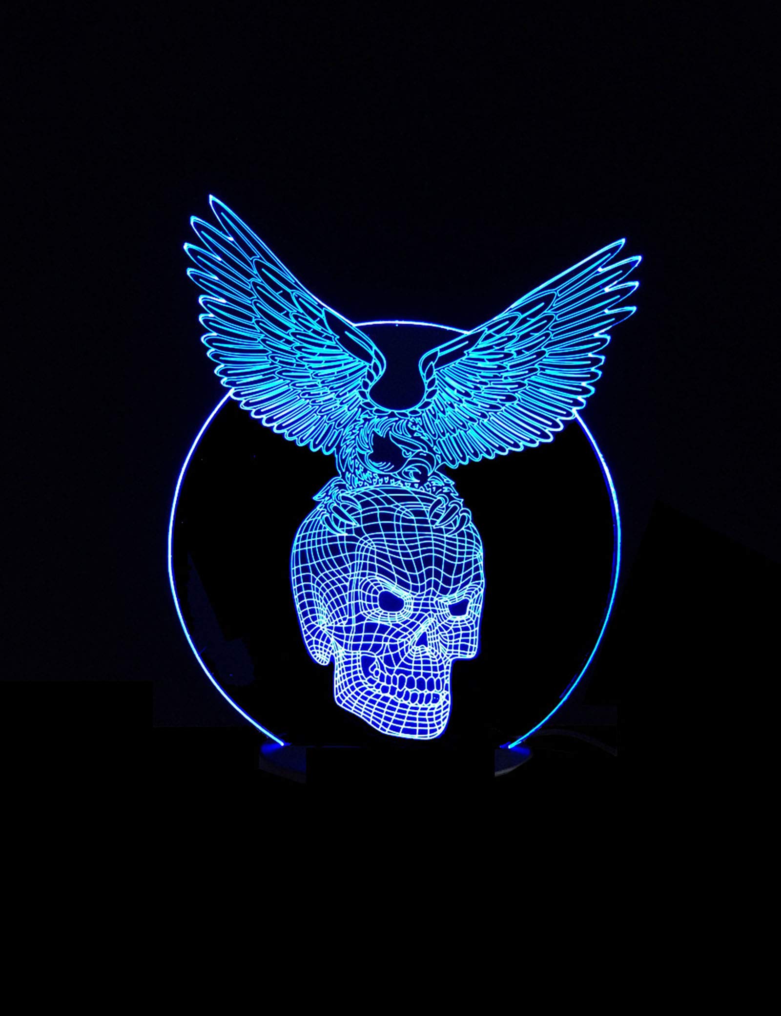 SHDBHD3D Optical Illusion Night Light Lamp,16 Colors Changing with Remote Control,Skull Eagle Nightlight Room Decor Table Desk Lamps