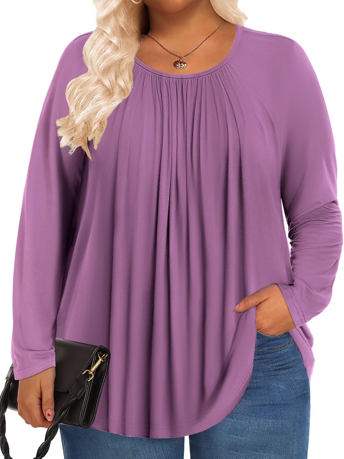 Womens Plus Size Tops Long Sleeve Shirts Fall Tunics Blouses Wear with Leggings