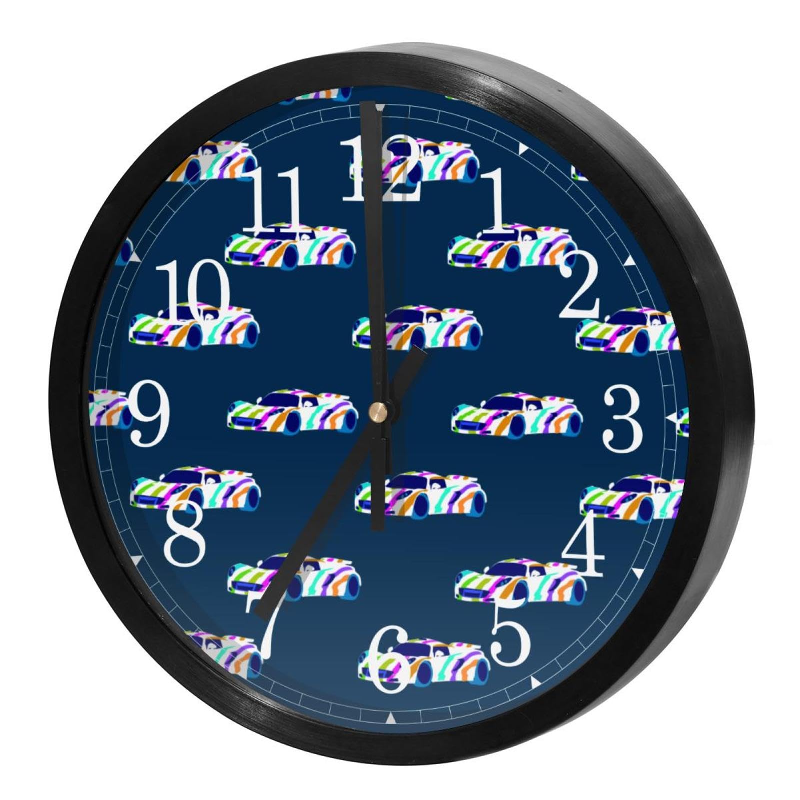 Horloge murale silencieuse à quartz ronde et colorée avec motif sans couture pour la maison