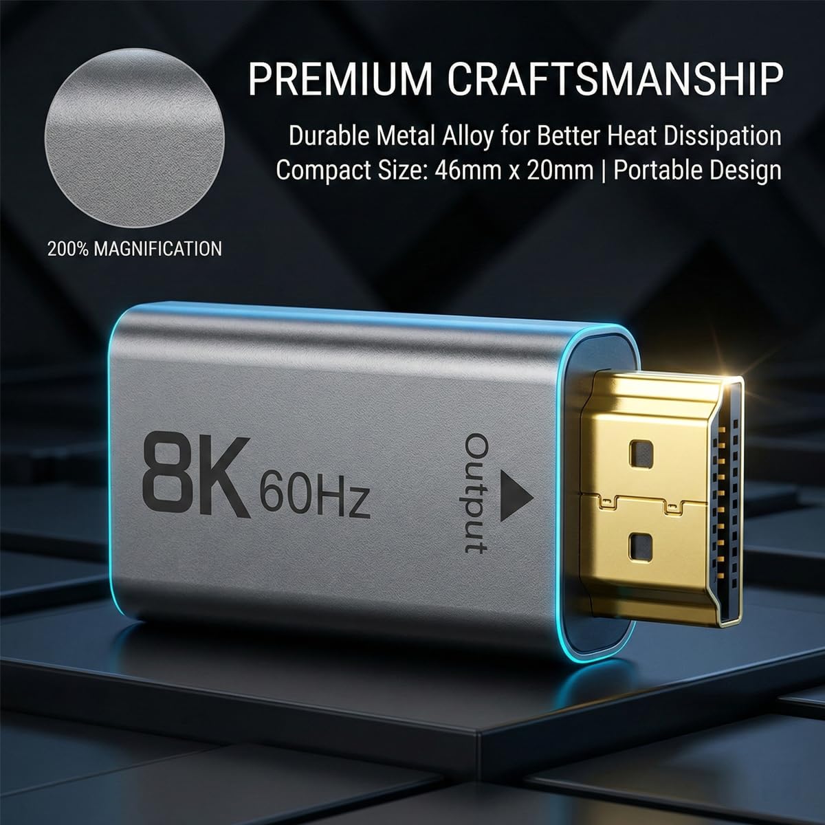 Adattatore 8K da USB C a HDMI 2.1, convertitore USB-C femmina a HDMI maschio, 8K a 60Hz, 4K a 120Hz, 2K a 240Hz, HDR, Thunderbolt 3/4 di tipo C, compatibile con tablet, telefono e laptop, 1