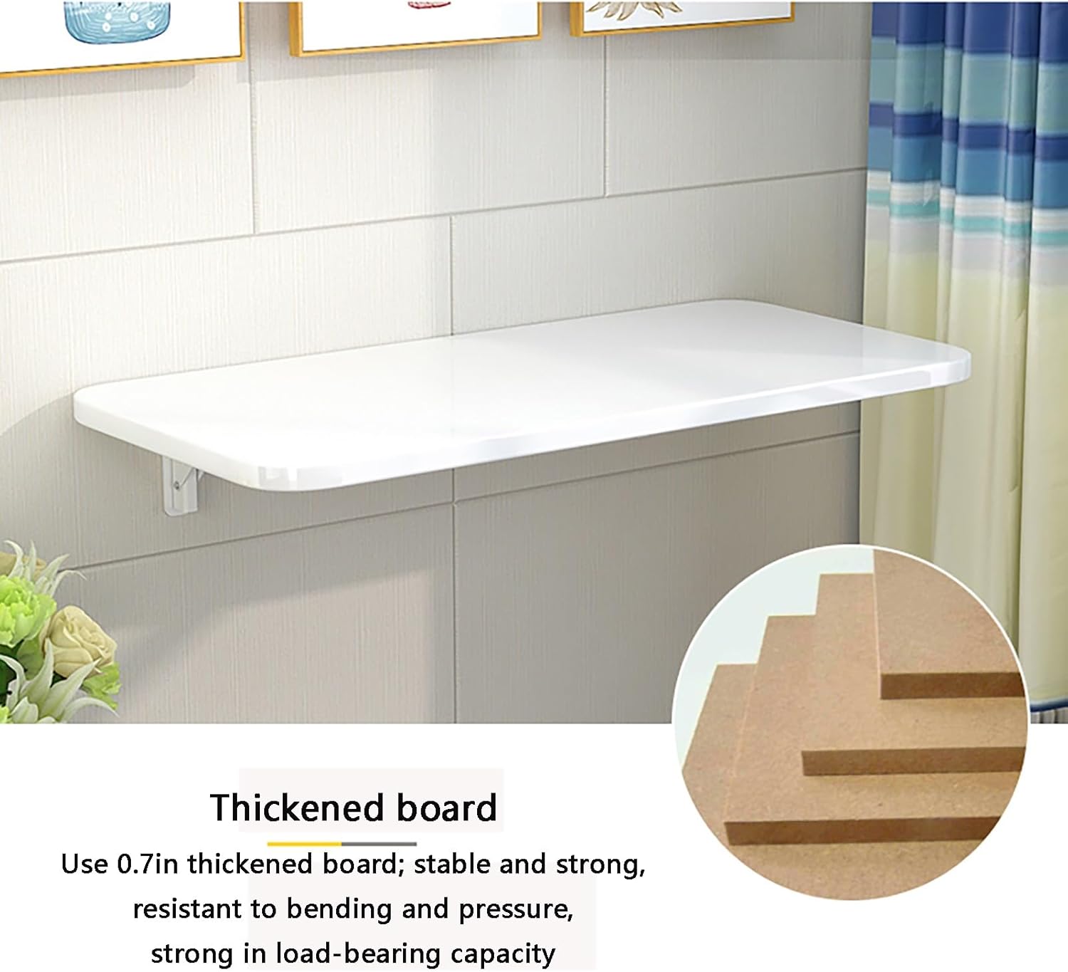 Wall Mount Table,Foldable Desks for Small Spaces,Folding Desk,Foldable Desk,Drop Leaf Tables for Small Spaces,Floating Desk,Wall Mounted Desk,Floating Desk for Wall,Laundry Folding Table(Blue,70*30cm/