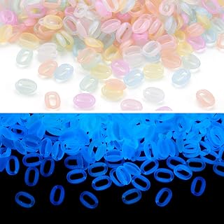 400 Pcs Colorful Linking Rings Glow in The Dark Iridescent Quick Link Connectors Luminous Oval Acrylic Rings for Cable Chain Making Jewelry Bracelet Necklace Women Accessory