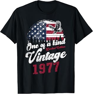 Vintage 1977 Birthday 48 Years American Flag Patriotic Eagle Women Men T-Shirt