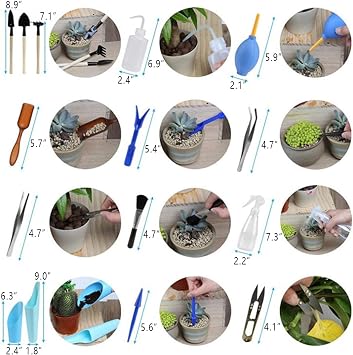 SaferCCTV Succulent Tool Kit,15 Pcs Mini Garden Hand Tools,Houseplant Rake Gardening Hand Tools,Pot Flower Gadget for Transplanting Seedlings Outdoor