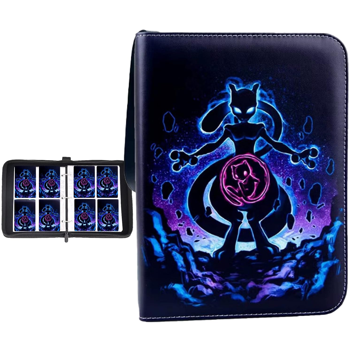 ZHUIYIWIN 4 Pocket Trading Card Binder,400 Pockets Card Binder Folder, PU Leather Card Folder Trading for MTG Sports Baseball TCG Football Basketball Cards (Fantasy, 400 Pockets)