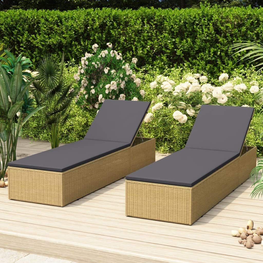 Lounge Chairs,Rattan daybed sunbed,Wicker Furniture for Patio, Backyard, Garden,Sunlounger Poly Rattan Brown and Dark Gray