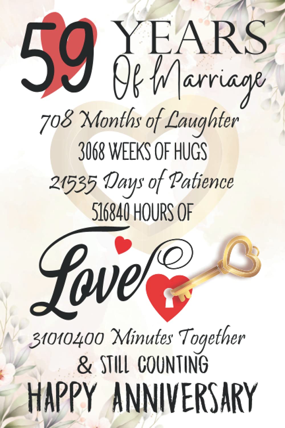 59 Years Of Marriage: Funny 59th couple wedding anniversary gift for both, her and him, lined Notebook, 100 pages, 6 in x 9 in (15.2 x 22.9 cm)