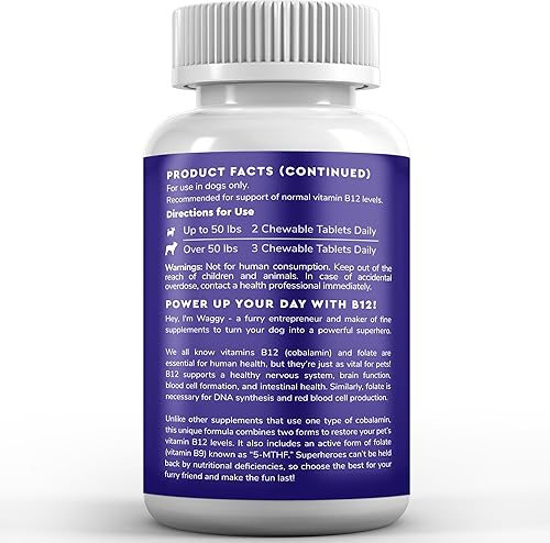 Miniatura 7 de Wonder Paws Suplemento B12 para perros  Vitamina B-12 para todas las edades, tamaños y razas  Vitamina B12 para perros como metilcobalamina