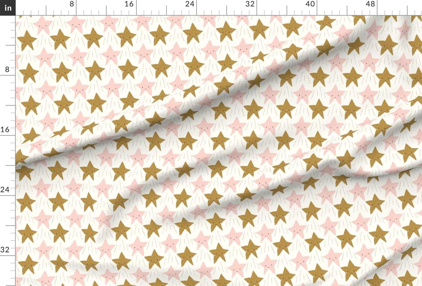 Spoonflower Fabric - Stars Pink Gold Star Smile Cute Printed on Chiffon Fabric by The Yard - Sewing Fashion Apparel Dresses Home Decor