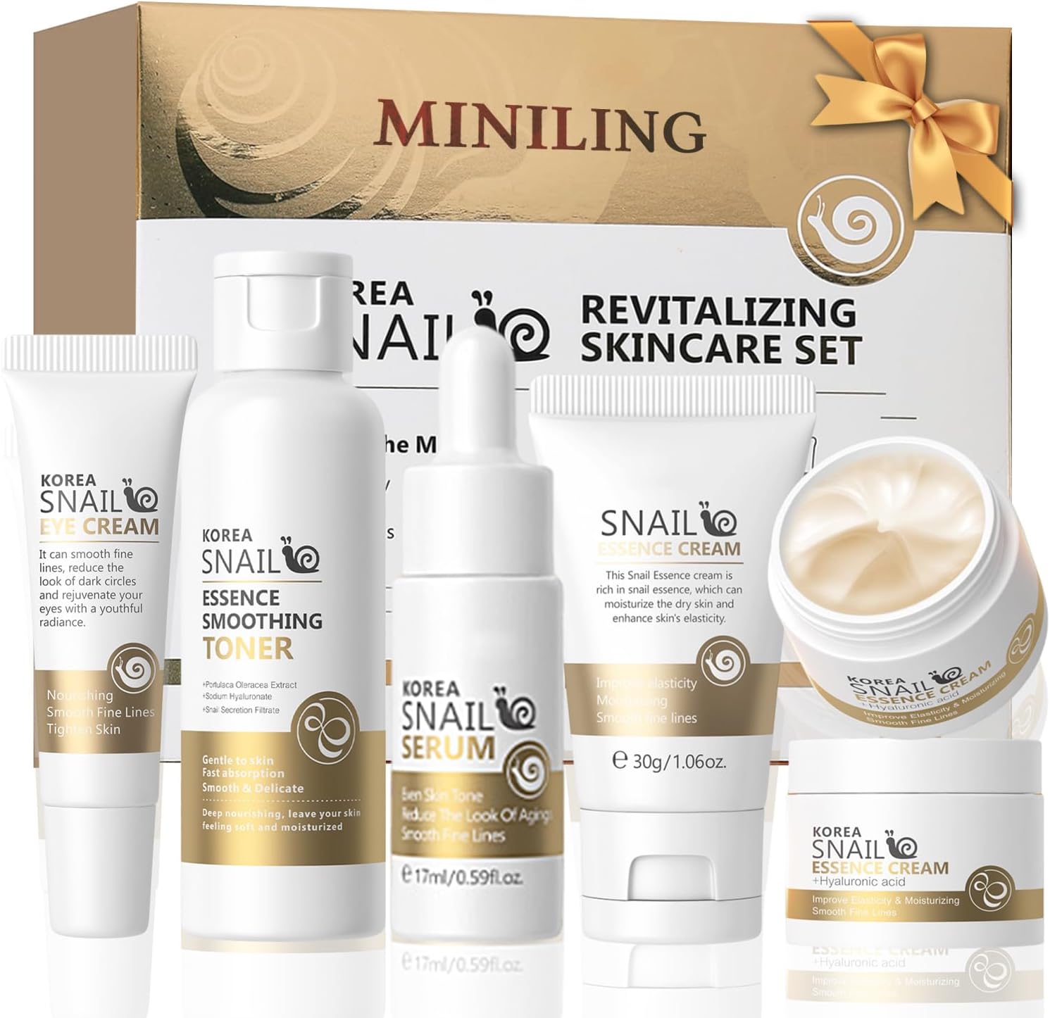 Skincare Gift Set for Women Moisturizing Skin Care Kits with Cleanser, Toner, Serum, Moisturiser & Eye Cream for Hydrating Skin, Snail Mucin Anti-Aging Skin care Kit Gift Sets