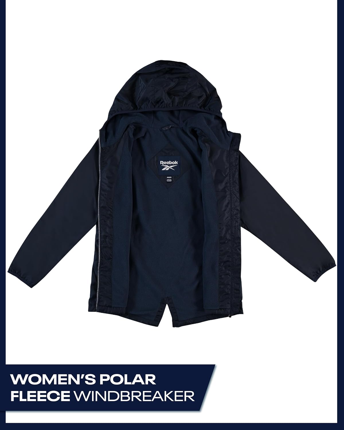 Reebok Womens Windbreaker Jacket - Water Resistant Polar Fleece Windbreaker Jacket for Women with Hood & Cinch Waist Toggles - Image 3