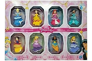 Disney Princess Sparkling Styles Small Doll Set of 8 Featuring Royal Clips