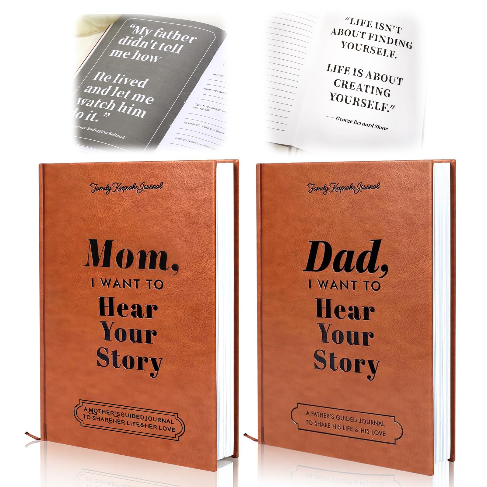 DoubleCare Mom, Dad, I Want to Hear Your Story, a Precious Parent Gift. Premium Leather-Bound, Durable Hardback, More Than a Journal, a Timeless Keepsake Preserving Their Stories for Years