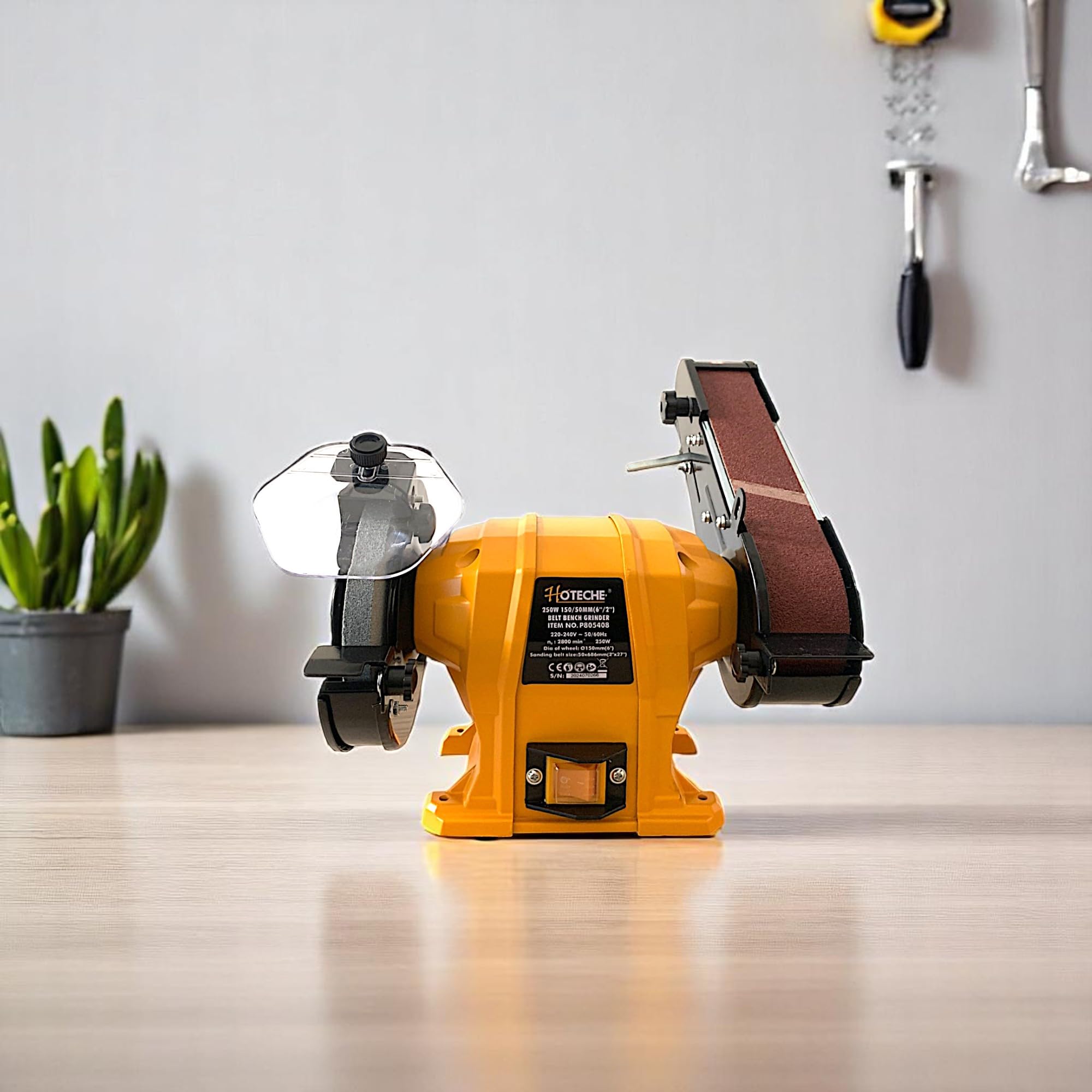 Smerigliatrice Mola Levigatrice a Nastro da Banco Combinata 250W 2800RPM Natro + Disco Abrasivo Ø150 mm Ideale per falegnameria, officine, bricolage e modellismo