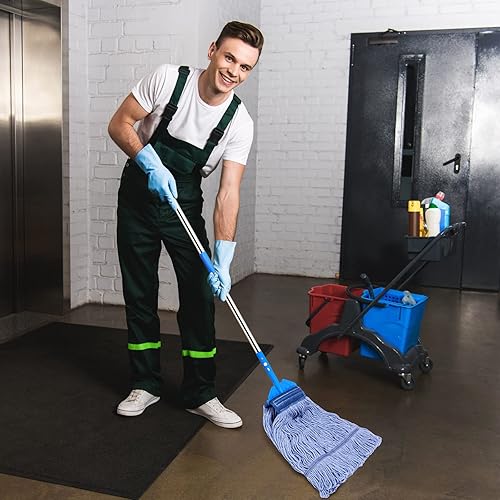 Miniatura 4 de Gejoy Paquete de 10 cabezales de trapeador de 24 onzas de repuesto para limpieza comercial, cuerda húmeda, de algodón resistente, para limpieza de