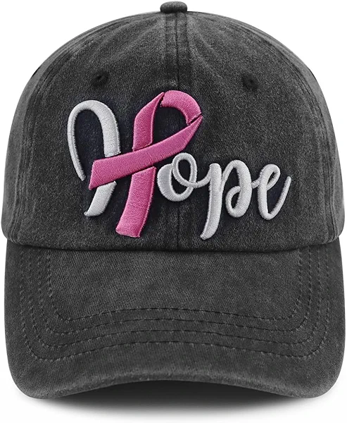 GzacDeope Women's Breast Cancer Awareness Hope Hats, Pink Ribbons Strength Courage Inspiring Adjustable Cotton Baseball Cap
