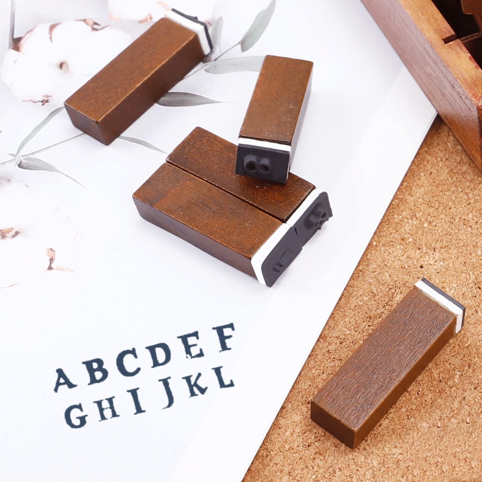 Set di 70 timbri in legno con lettere dell'alfabeto, per argilla e artigianato fai da te, timbri in gomma per lavori artigianali con lettere, numeri e simboli, set di timbri per scrapbooking