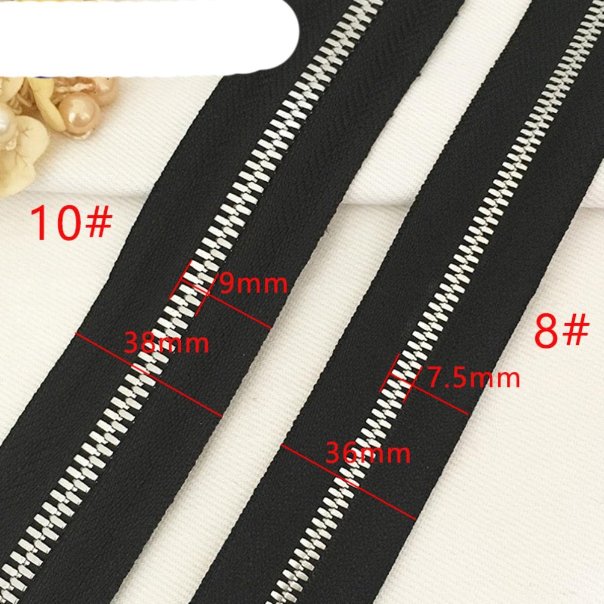 2M 3# 5# 8# 10# 15# Metallreißverschluss für Jacken Code Loading Coil Reißverschlüsse DIY Kleidungsstück Nähen Reißverschlüsse Tasche Ersatzteile Reißverschluss Zubehör-Pistole,No15,2Meters