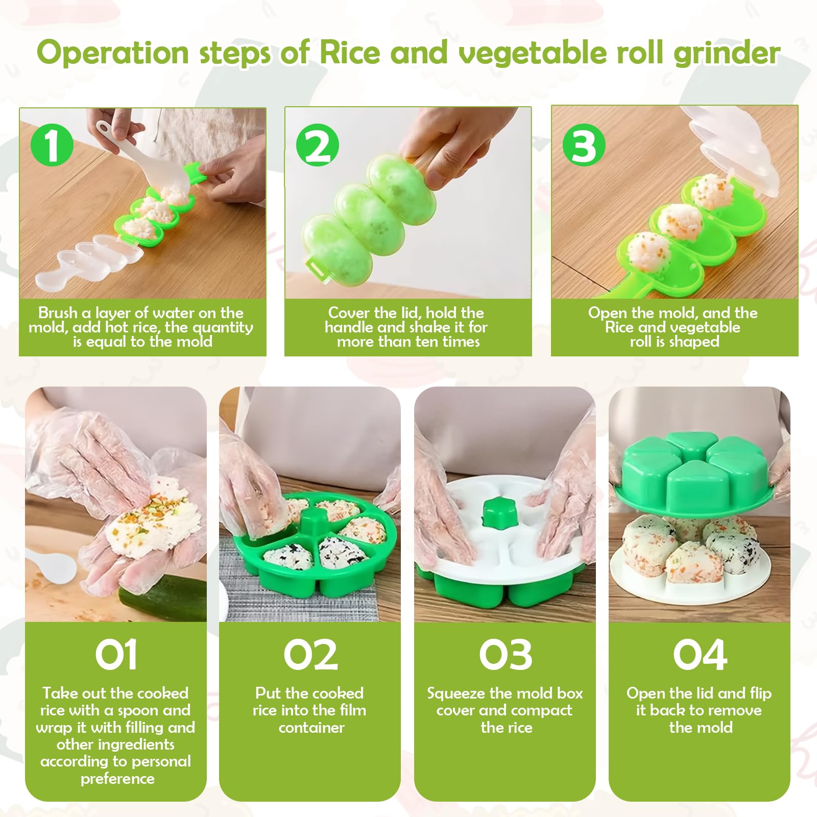 Moule à Onigiri Triangulaire 6 En 1 - Avec Cuillère à Riz, Réutilisable Et Antiadhésif, Pour Boules De Riz Maison